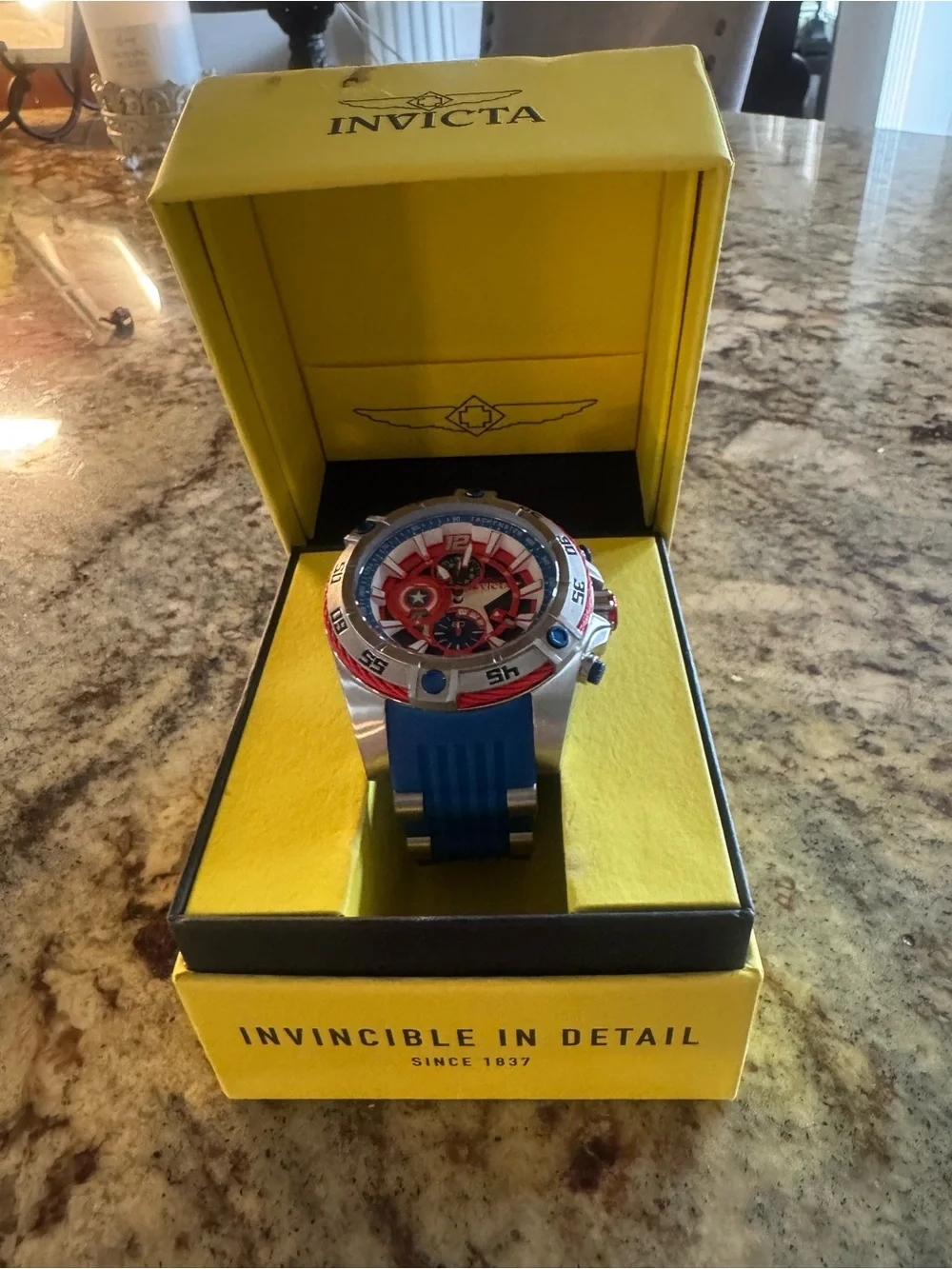 Invicta Blue and Red Men's Sport Watch with Silver Case